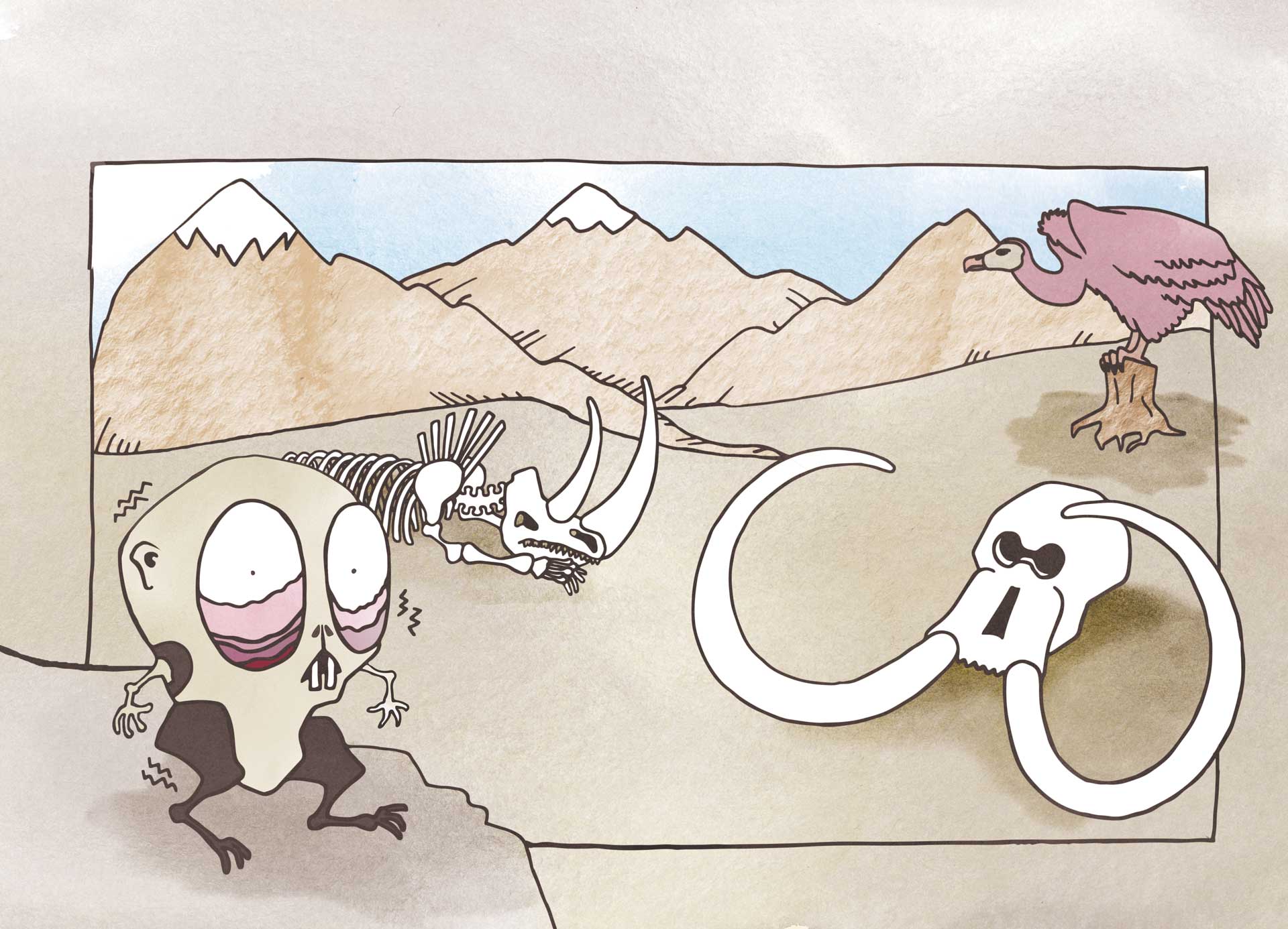 Illustration. Lenny in a desert.